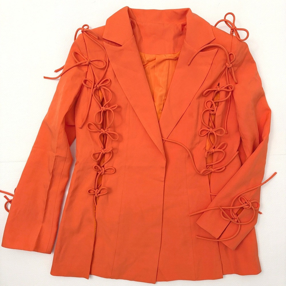 Mew Mews Blazer Lace Up Bow Detail Size Large Orange